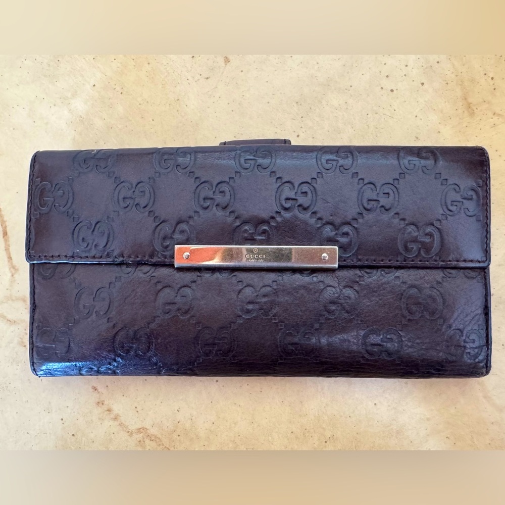 Gucci Guccissima Brown Leather Long Wallet
